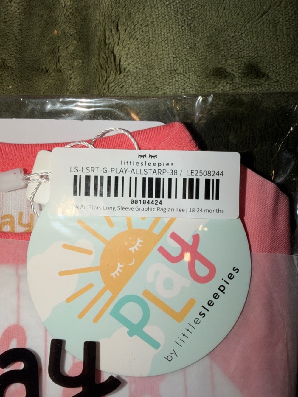 Little Sleepies All Star Pink Raglan Tee - Picture 2 of 3